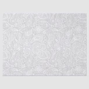 Elegantes weißes florales Paisley-Muster auf graue Seidenpapier