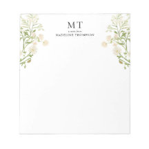 Elegantes weißes florales Wildblumen-Klassik-Monog