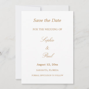 Elegantes Weißes Golden Beige Save the Date