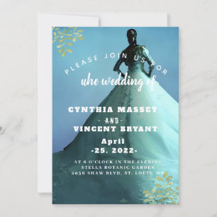 Elegantes weißes Hochzeitskleid - Einladung