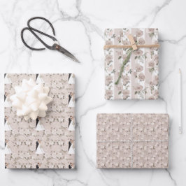 Elegantes, weißes Hochzeitspapier Geschenkpapier Set