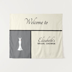 Elegantes weißes Kleid auf Grau - Stylische Bridal Wandteppich