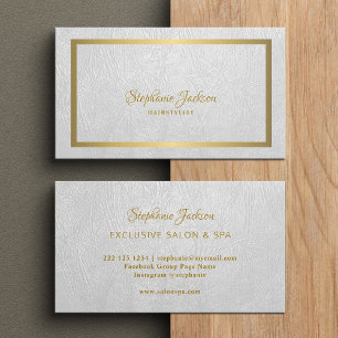 Elegantes weißes Leder goldener Rahmen professione Visitenkarte