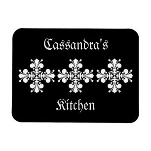 Elegantes weißes Liliendamastmotiv Magnet