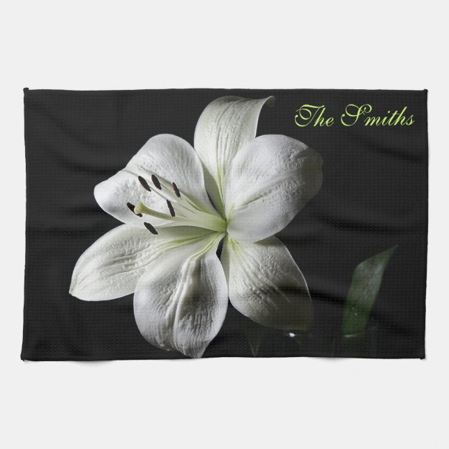 Elegantes weißes Lily Handtuch *Persönlich* (Horizontal)