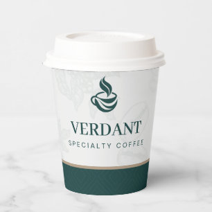 Elegantes weißes Logo für Spezialitätenkaffee Shop Pappbecher