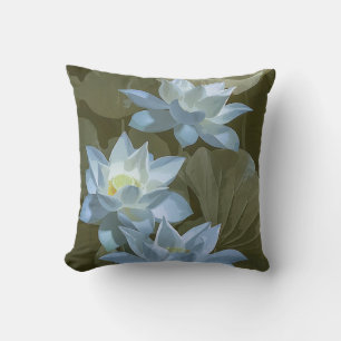 Elegantes weißes Lotus-Akrylus-Kunstwerk  Kissen