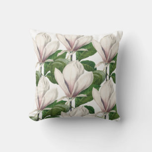 Elegantes weißes Magnolia-Blumenkissen Kissen