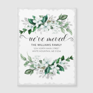 Elegantes Weißes Magnolia Wasserfarbenes Blumenmov Magnetkarte