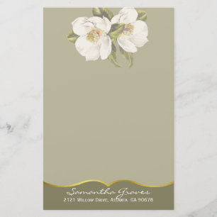 Elegantes weißes Magnolien-Gewohnheits-Briefpapie Briefpapier