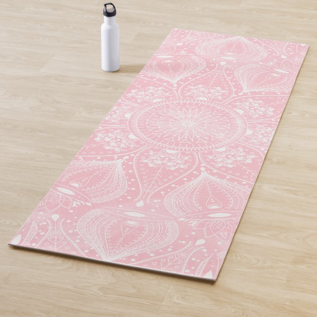 Elegantes weißes Mandala-rosa Design Yogamatte (Beispiel)