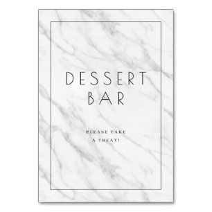 Elegantes weißes Marmor-Dessertbar-Schild Tischnummer