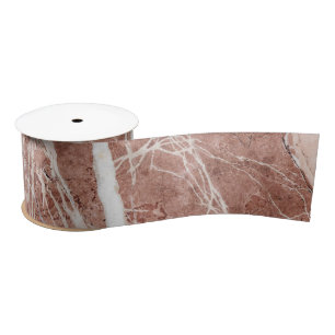 Elegantes weißes Marmormonogramm des Rosen-Gold Satinband