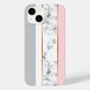 Elegantes weißes Marmormuster mit grauen rosa gold Case-Mate iPhone 14 Hülle