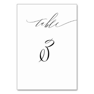 Elegantes weißes, modernes Script Nr. 3 Wedding Tischnummer