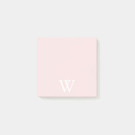 Elegantes weißes Monogramm, anfänglich blush Pink Post-it Klebezettel