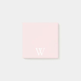 Elegantes weißes Monogramm, anfänglich blush Pink Post-it Klebezettel