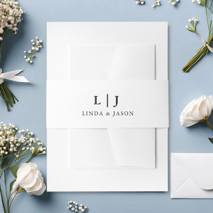 Elegantes weißes Monogramm für Paare, editierbar z Einladungsbanderole