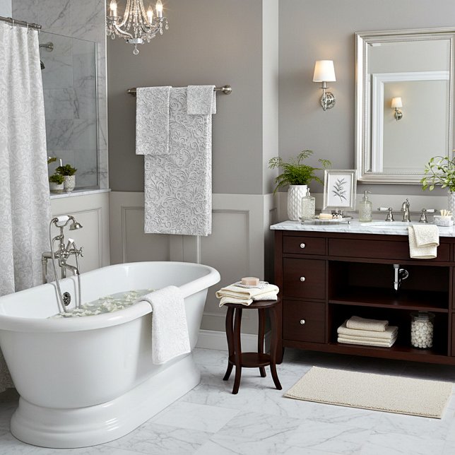 Elegantes weißes Muster Badhandtuch Set (Von Creator hochgeladen)