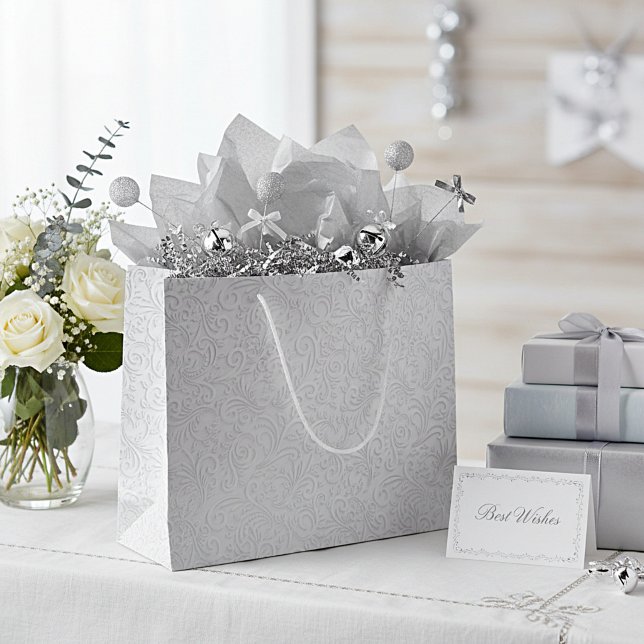 Elegantes weißes Muster Große Geschenktüte (Von Creator hochgeladen)