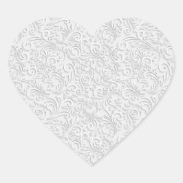 Elegantes weißes Muster Herz-Aufkleber