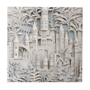 Elegantes weißes mythisches Fantasy-Schloss Fliese