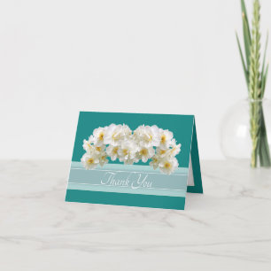 Elegantes weißes Narzissen-Blumenstrauß-Dankeschön Dankeskarte