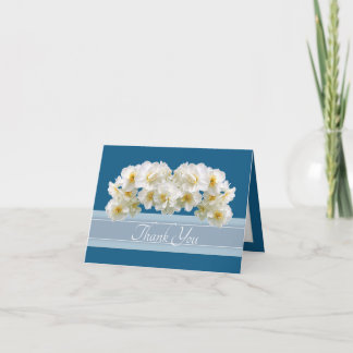 Elegantes weißes Narzissen-Blumenstrauß-Dankeschön Dankeskarte