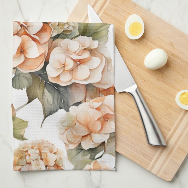 Elegantes, weißes, orangefarbenes Barockblau Geschirrtuch (Viertel Falte)