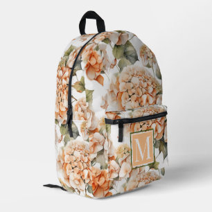 Elegantes weißes orangefarbenes Boho Monogramm Bedruckter Rucksack