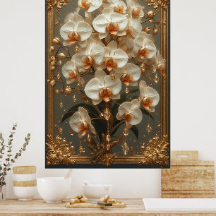 Elegantes weißes Orchideenbouquet Poster