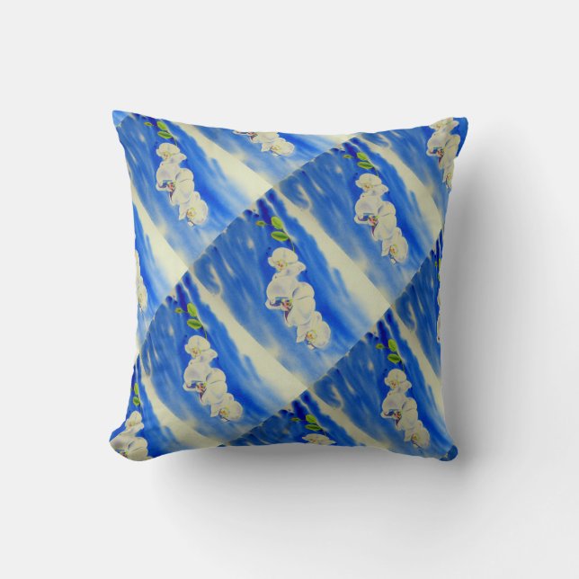 Elegantes, weißes Orchideenlackieren Kissen (Vorderseite)