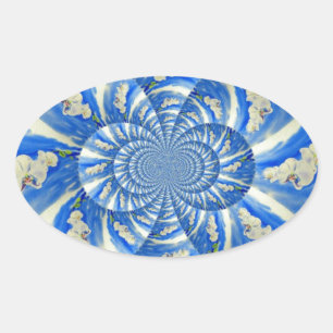 Elegantes, weißes Orchideenlackieren Ovaler Aufkleber