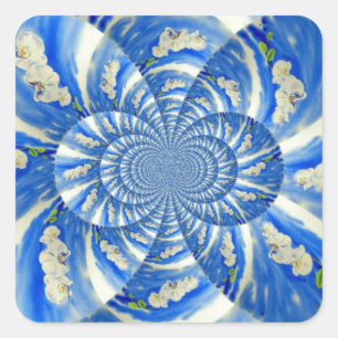 Elegantes, weißes Orchideenlackieren Quadratischer Aufkleber