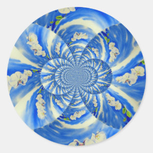 Elegantes, weißes Orchideenlackieren Runder Aufkleber