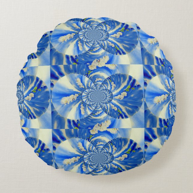 Elegantes, weißes Orchideenlackieren Rundes Kissen (Vorderseite)