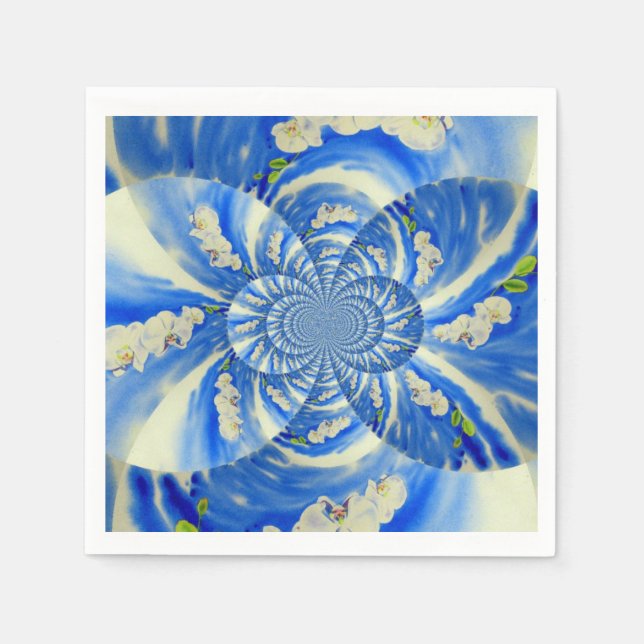 Elegantes, weißes Orchideenlackieren Serviette (Vorderseite)