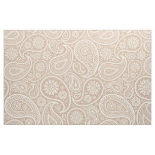Elegantes weißes Paisley über Tan Hintergrund Stoff