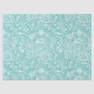 Elegantes weißes Paisley über turquise Hintergrund Seidenpapier