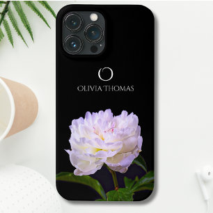 Elegantes weißes Peony Monogramm und Name Case-Mate iPhone Hülle