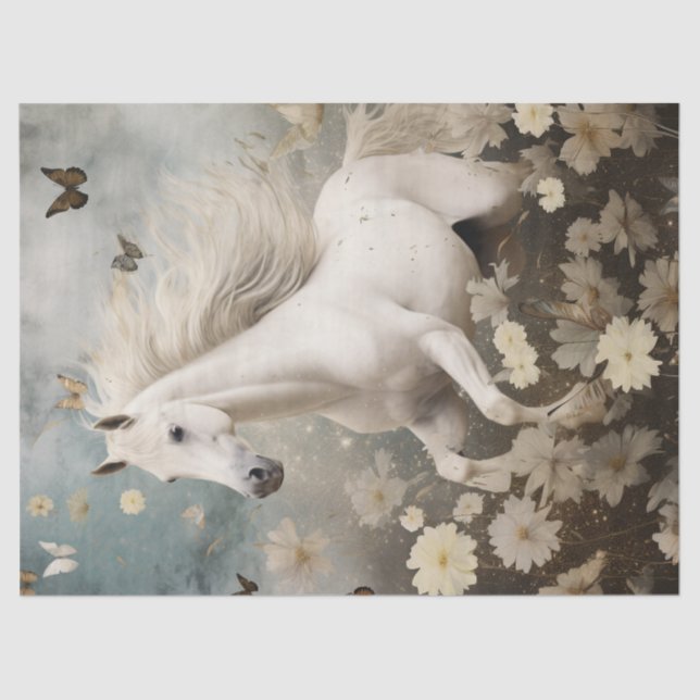 Elegantes Weißes Pferd Seidenpapier (Vorderseite)