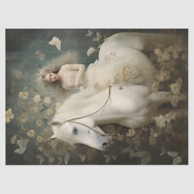 Elegantes Weißes Pferd Seidenpapier (Vorderseite)