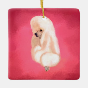 Elegantes Weißes Poodle-Pastellfisch Keramikornament