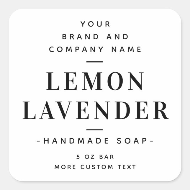 Elegantes weißes Quadrat fügt Ihre Markennamen hin Quadratischer Aufkleber (Vorderseite)