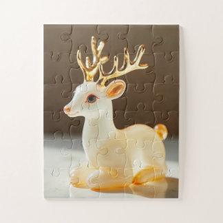 Elegantes weißes Rentier mit goldenen Geweihen – C Puzzle