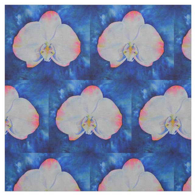 Elegantes weißes, rosa Aquarellorchid Stoff (Muster)