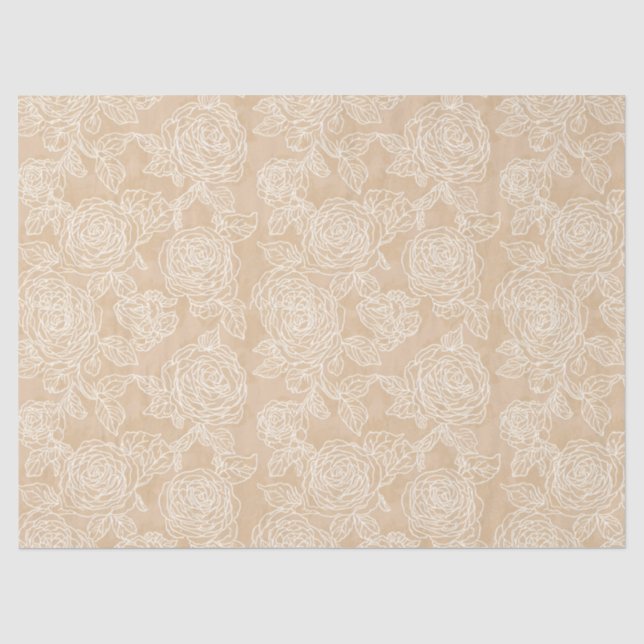 Elegantes Weißes Rosen-Geschenk Seidenpapier (Vorderseite)