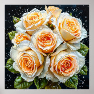 🌹 Elegantes weißes Rosenbouquet für ein ruhiges Z Poster