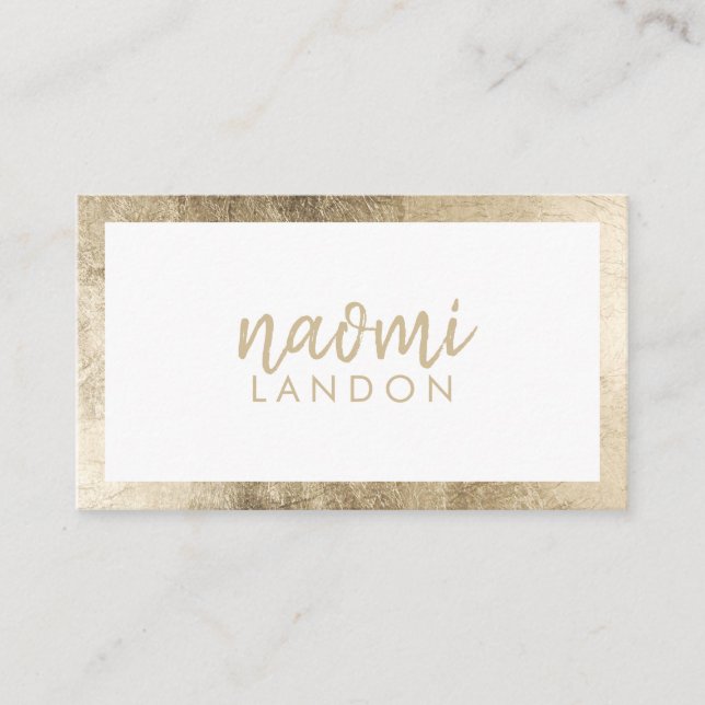 Elegantes weißes schicke Gold, moderner Platz mini Visitenkarte (Vorderseite)