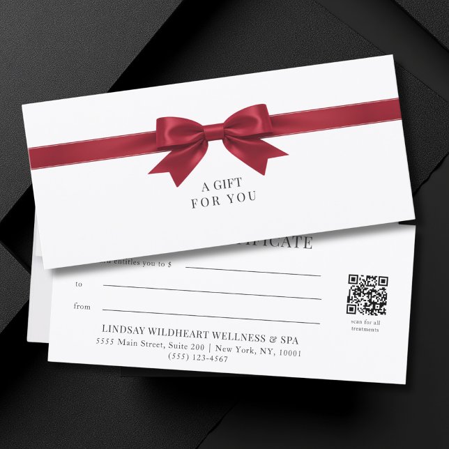 Elegantes weißes Schleifen-QR-Code-Geschenkgutsche (Elegant White Bow QR Code Gift Certificate)
